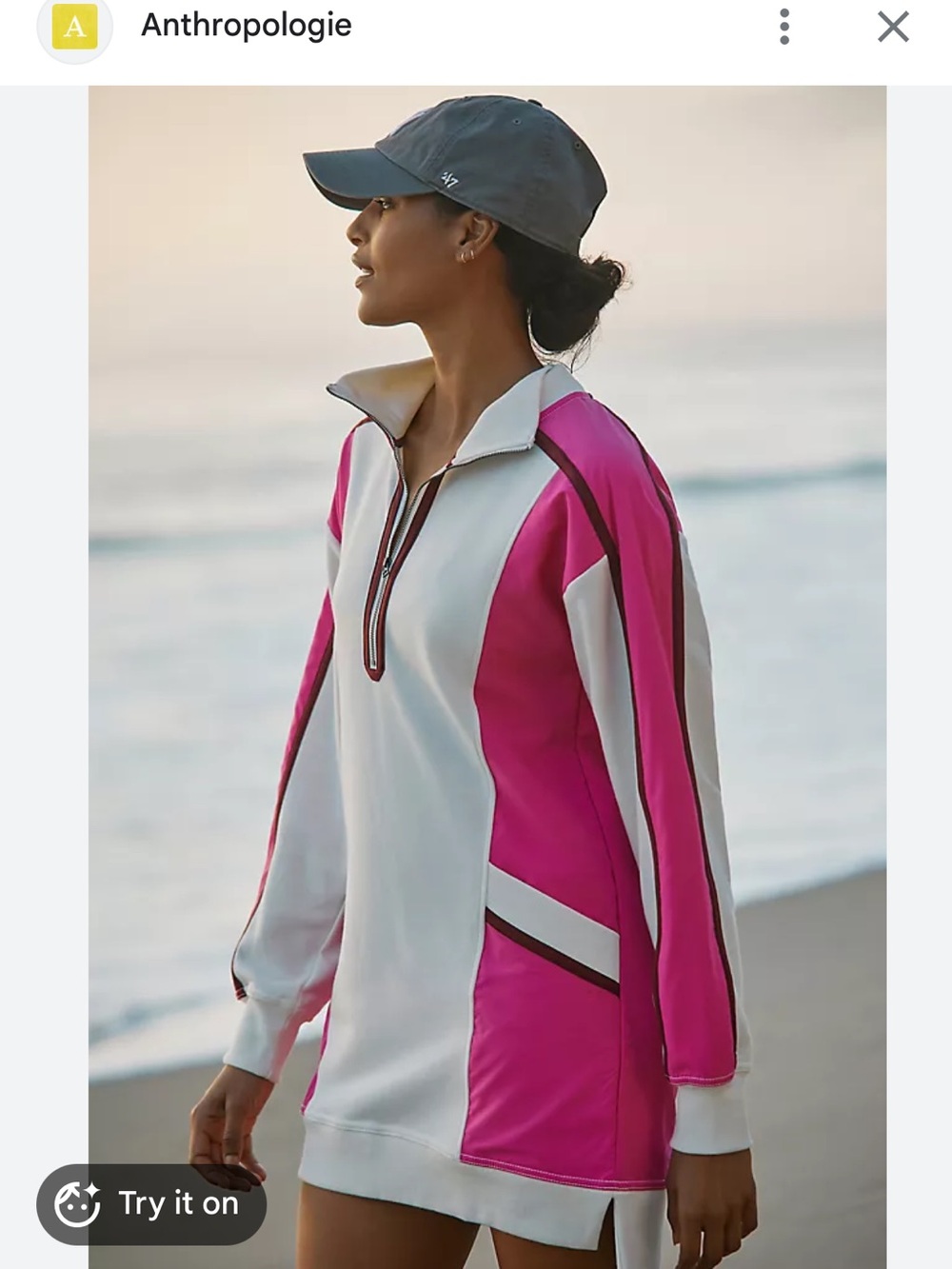 Anthropologie x Daily Practice Sporty White Pink Twofer dress women size XXS